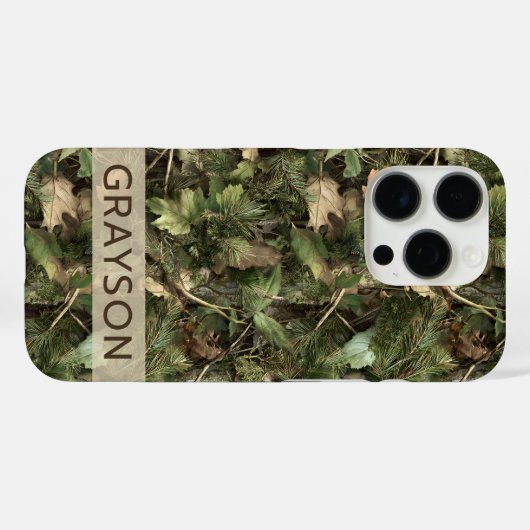 Pine and Leaves Camouflage Personalized Case-Mate iPhoneケース (裏面 (横))