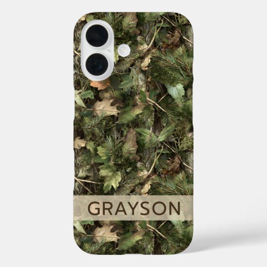 Pine and Leaves Camouflage Personalized Case-Mate iPhoneケース (裏面)