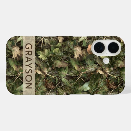 Pine and Leaves Camouflage Personalized Case-Mate iPhoneケース (裏面 (横))