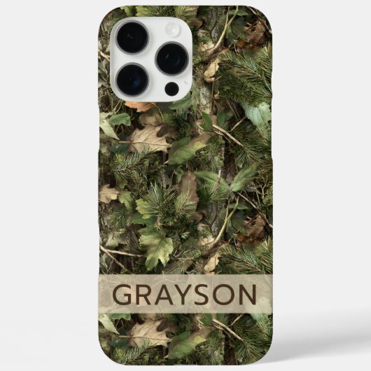 Pine and Leaves Camouflage Personalized Case-Mate iPhoneケース (裏面)