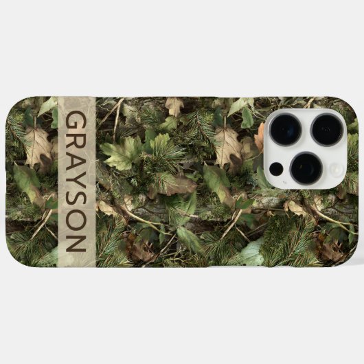 Pine and Leaves Camouflage Personalized Case-Mate iPhoneケース (裏面 (横))