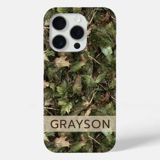 Pine and Leaves Camouflage Personalized Case-Mate iPhoneケース (裏面)
