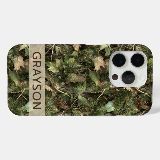 Pine and Leaves Camouflage Personalized Case-Mate iPhoneケース (裏面 (横))