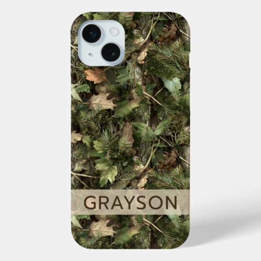 Pine and Leaves Camouflage Personalized Case-Mate iPhoneケース (裏面)