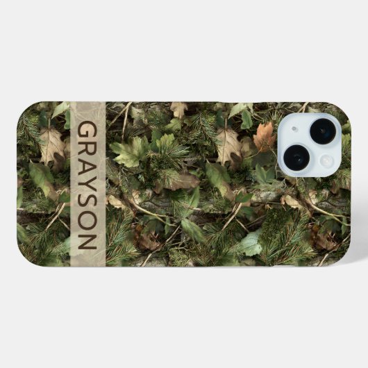 Pine and Leaves Camouflage Personalized Case-Mate iPhoneケース (裏面 (横))