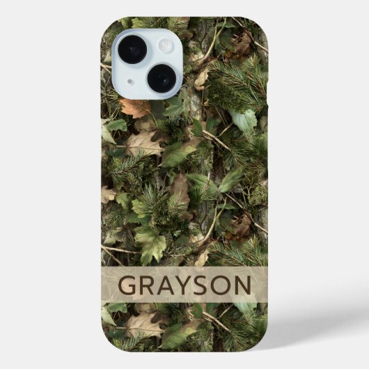 Pine and Leaves Camouflage Personalized Case-Mate iPhoneケース (裏面)