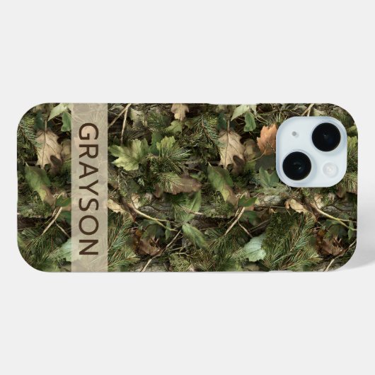 Pine and Leaves Camouflage Personalized Case-Mate iPhoneケース (裏面 (横))