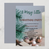 pine and Ornaments Merry Little christmas party 招待状 (正面/裏面)