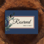 Pine Blue Winter Wedding Reserved Sign<br><div class="desc">This Pine Blue Winter wedding reserved sign combines a classy, formal dusty blue framed border with elegant, evergreen pine tree boughs for a classic, yet rustic look. The botanical greenery foliage with calligraphy type over a beige background creates a nature focused vibe for a Christmas or forest destination marriage celebration....</div>