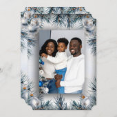 Pine Border Photo Christmas Card サンキューカード (正面/裏面)