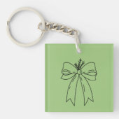 Pine Branch with Bow Minimalist キーホルダー (正面)
