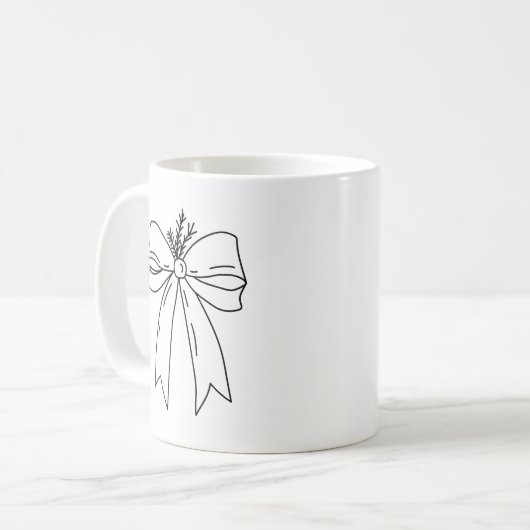 Pine Branch with Bow Minimalist コーヒーマグカップ (正面左)