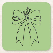 Pine Branch with Bow Minimalist