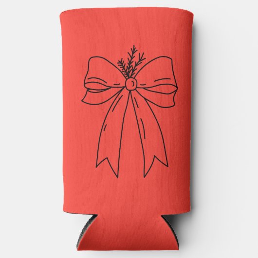 Pine Branch with Bow Minimalist スリム缶クーラー (正面)