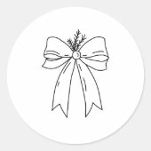 Pine Branch with Bow Minimalist ラウンドシール (正面)