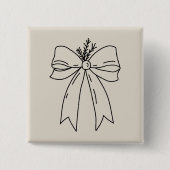 Pine Branch with Bow Minimalist 缶バッジ (正面)