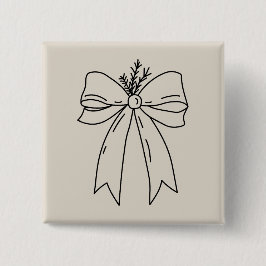 Pine Branch with Bow Minimalist 缶バッジ