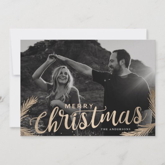 Pine+Branches+Merry+Christmas+Script+Overlay シーズンカード (正面)