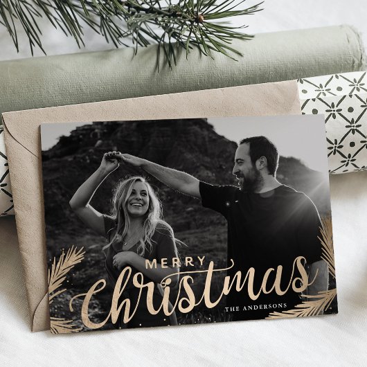 Pine+Branches+Merry+Christmas+Script+Overlay シーズンカード