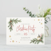 Pine Branches with Holly Berries & Gold Snowflake  招待状 (スタンド正面)