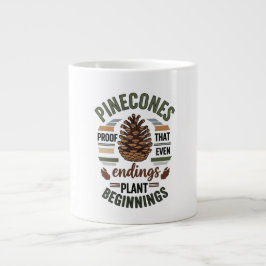 Pine cone design - The Evergreen Promise ジャンボコーヒーマグカップ