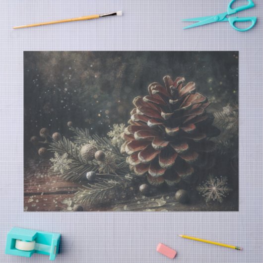 Pine Cone Festive Winter Art 薄葉紙 (クラフト)