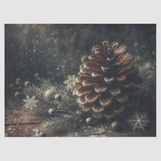 Pine Cone Festive Winter Art 薄葉紙 (正面)