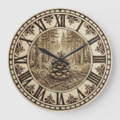 Pine Cone Forest Wall Clock ラージ壁時計 (正面)