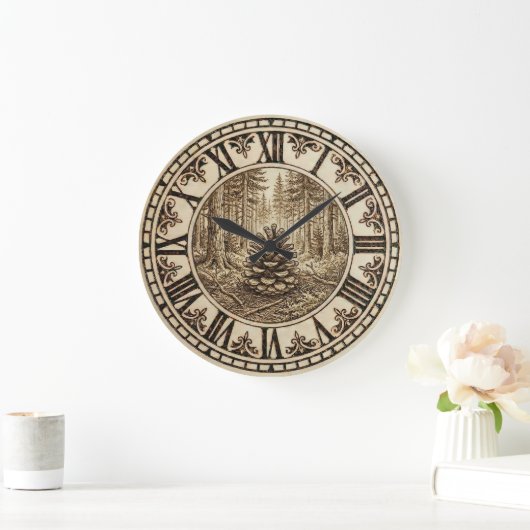 Pine Cone Forest Wall Clock  ラージ壁時計 (ホーム)
