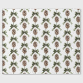 Pine Cone Green Bow Christmas   ラッピングペーパー (フラット)