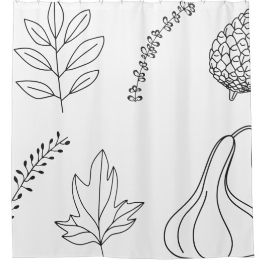 Pine cone leaf branch squash シャワーカーテン (正面)