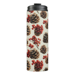 Pine Cones and Red Berries Winter Pattern タンブラー