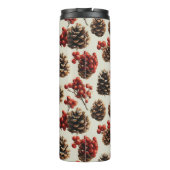 Pine Cones and Red Berries Winter Pattern タンブラー (裏面)