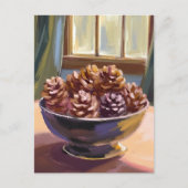 Pine Cones Fall Autumn Watercolor シーズンポストカード (正面)