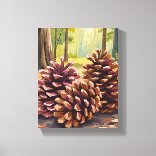 Pine Cones | Fall Autumn Watercolor Forest キャンバスプリント (正面)
