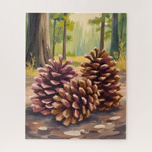 Pine Cones | Fall Autumn Watercolor Forest ジグソーパズル (縦)