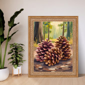 Pine Cones | Fall Autumn Watercolor Forest ポスター