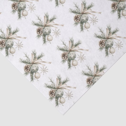 Pine Cones Green Ornaments Snowflakes Christmas 薄葉紙 (詳細)