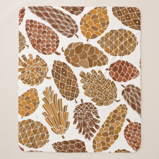 Pine cones seamless pattern シェルパブランケット (正面)