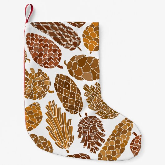 Pine cones seamless pattern スモールクリスマスストッキング (正面)