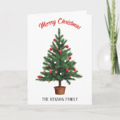Pine Decorated Christmas Tree Holiday Card カード (正面)