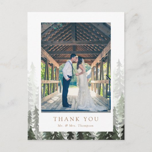 Pine Forest 結婚's Thank You ポストカード (正面)