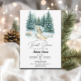 Pine Forest in Snow Elegant Bridal Shower 招待状