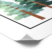 Pine Forest Trees Minimalist Nature Illustration ポスター (角)