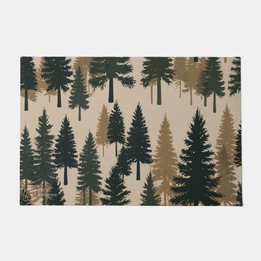 Pine Forest Welcome Mat – A Cozy Winter Greeting ドアマット (正面)