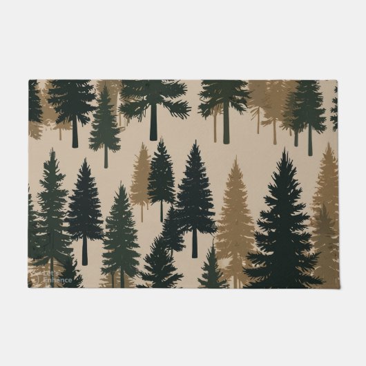 Pine Forest Welcome Mat – A Cozy Winter Greeting ドアマット (正面)