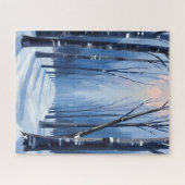 Pine Forest Winter Woodland Watercolor Painting ジグソーパズル (横)