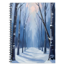 Pine Forest Winter Woodland Watercolor Painting ノートブック