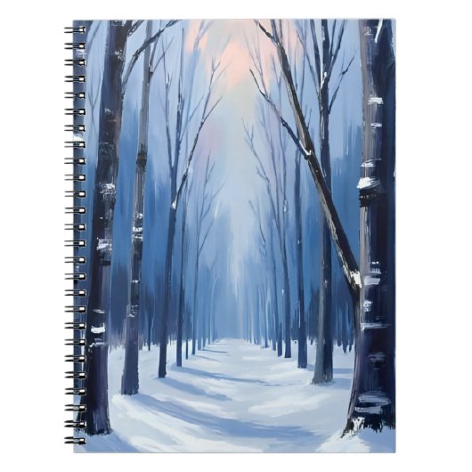 Pine Forest Winter Woodland Watercolor Painting ノートブック (正面)