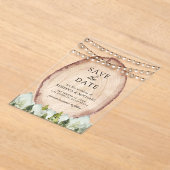 Pine Forest Wood Slice Wedding Save the Date アクリル招待状 (レイダウン)